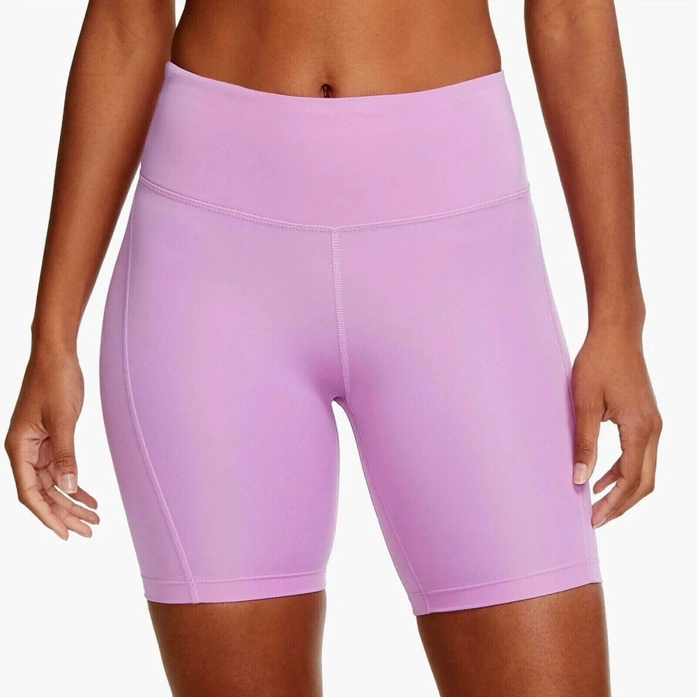 Nike Dri-FIT Lavender Biker Shorts High Rise Athletic Compression Shorts Medium